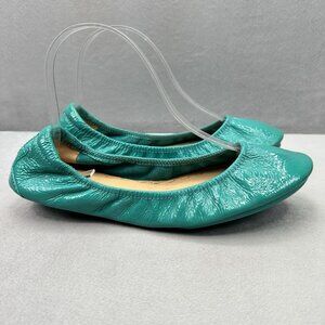 Tieks by Gavrieli Teal Blue Patent Womens 8 Ballet Flats Full Grain Leather